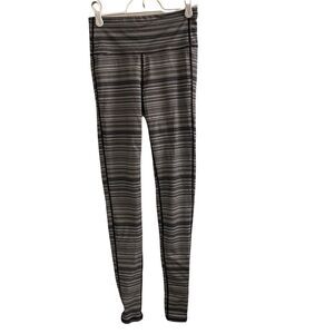 Athleta Leggings‎ Womens XS Black Grey Striped High Rise Full Length Activewear